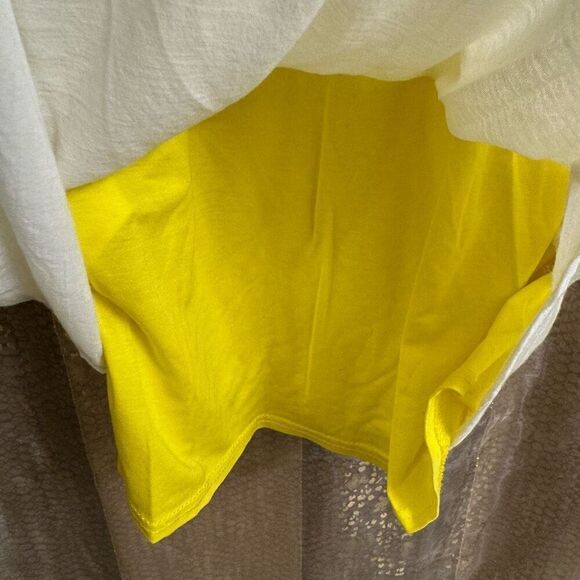 Helmut Lang Yellow White Devotee Tank Top Blouse Size Medium - Picture 5 of 8